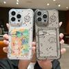 Чехол для телефона Lovely Planet Pattern Clear Card Slot для iPhone 16 Pro Max 15 Pro 14 13 12 11, мягкий силиконовый прозрачный противоударный тонкий чехол-бампер