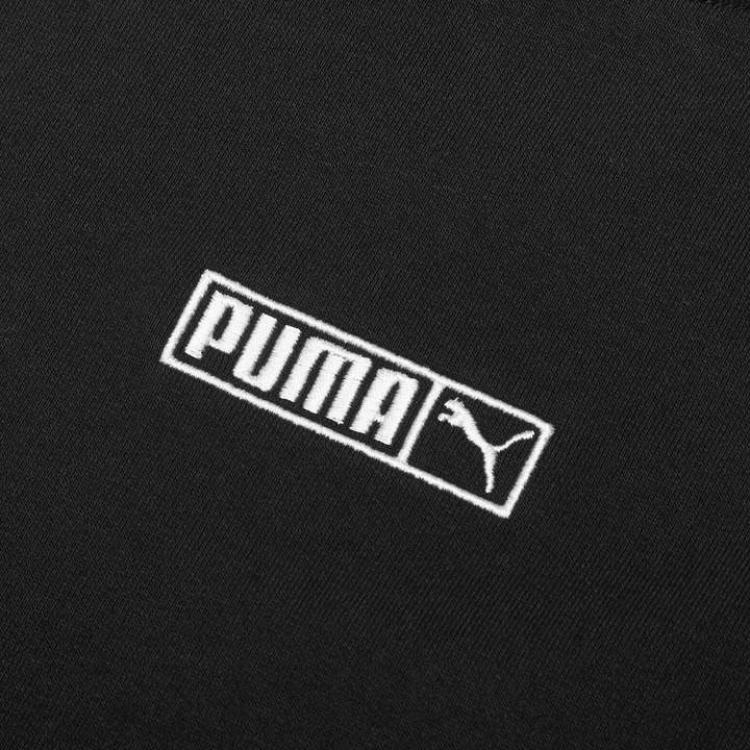 Puma Casual Sports Breathable Letter Print Crew Neck Sweatshirt Men Tops Black 844126-01