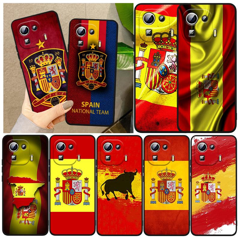 Spain Spanish Red Flag Cover For Xiaomi Mi 13 Pro Lite 12X 12 11 11T 11i 10T 10 Pro Lite Ultra 5G Black Phone Case