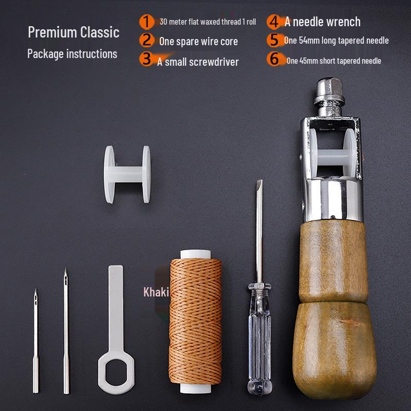 Набор инструментов для ручного шитья кожи с шилом, иглой и наперстком - Модель A