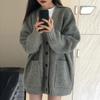 Fashion Cardigan Sweater Coats Autumn Winter Women Long Sleeve V-neck Loose Knitted Jackets Casual Sweater Cardigans Female