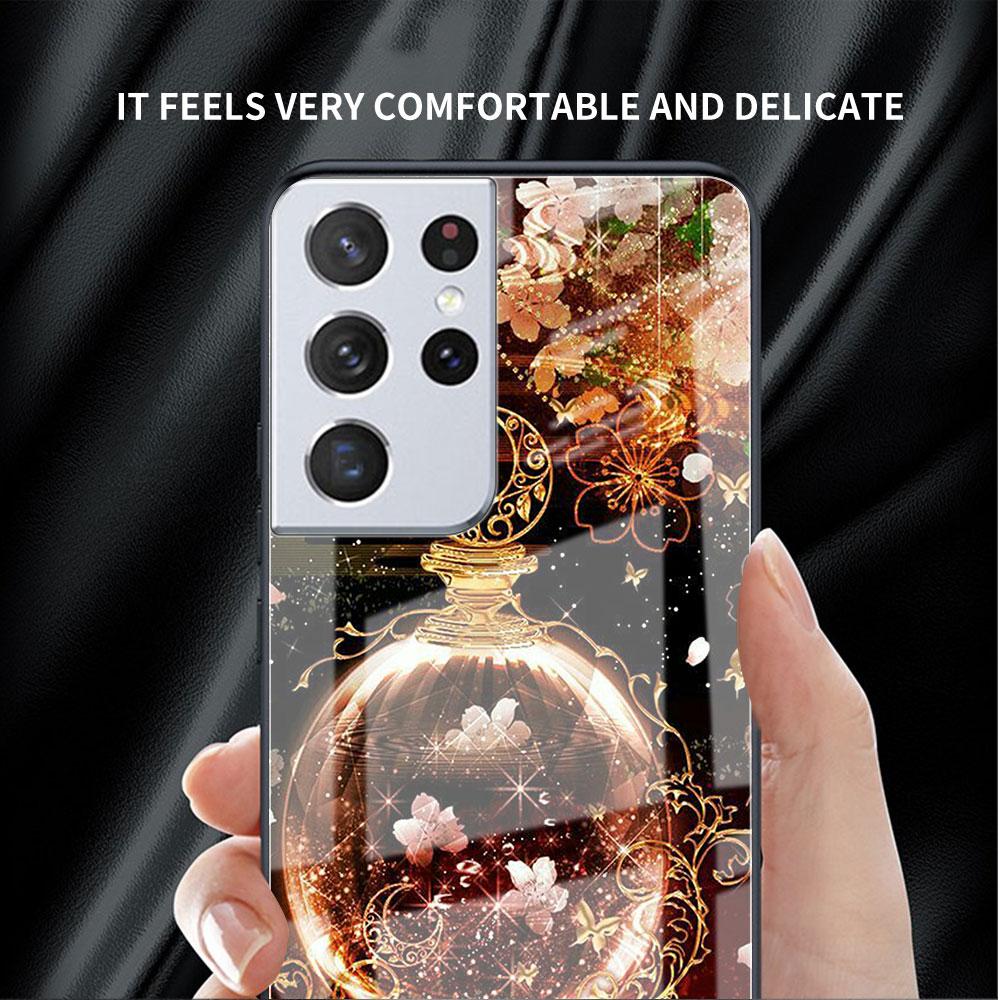 Чехол из закаленного стекла для Samsung Galaxy S22 S21 Ultra S20 Fe S10 S9 S8 S22 S21 Plus Note 20 10 Phone Funda Rose Butterfly Flower