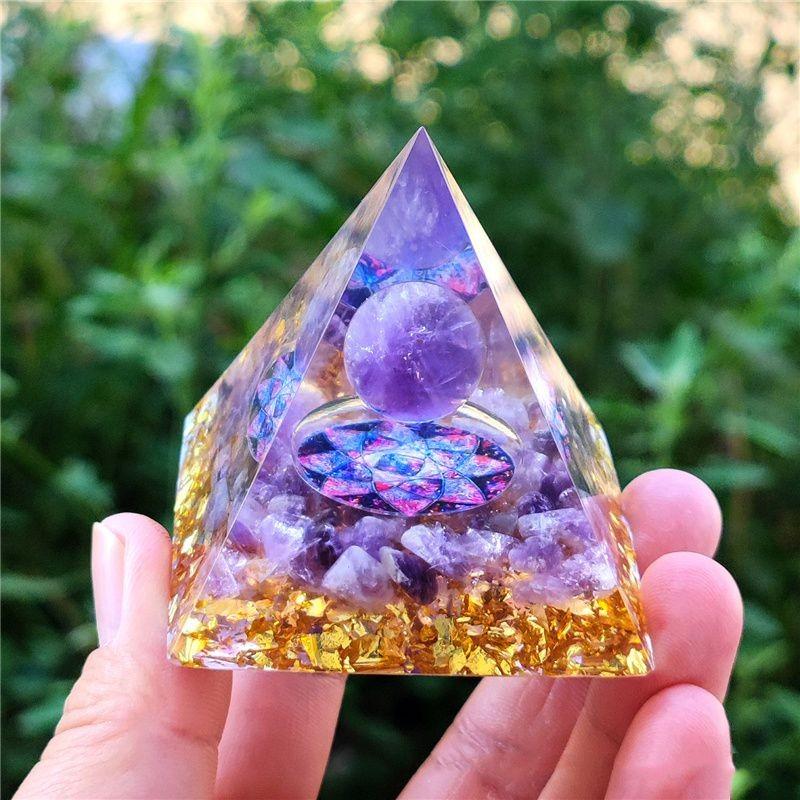 Luxurious Amethyst Pyramid Crystal Energy Orgone Home Ornament Perfect For Relaxation And Gift Giving