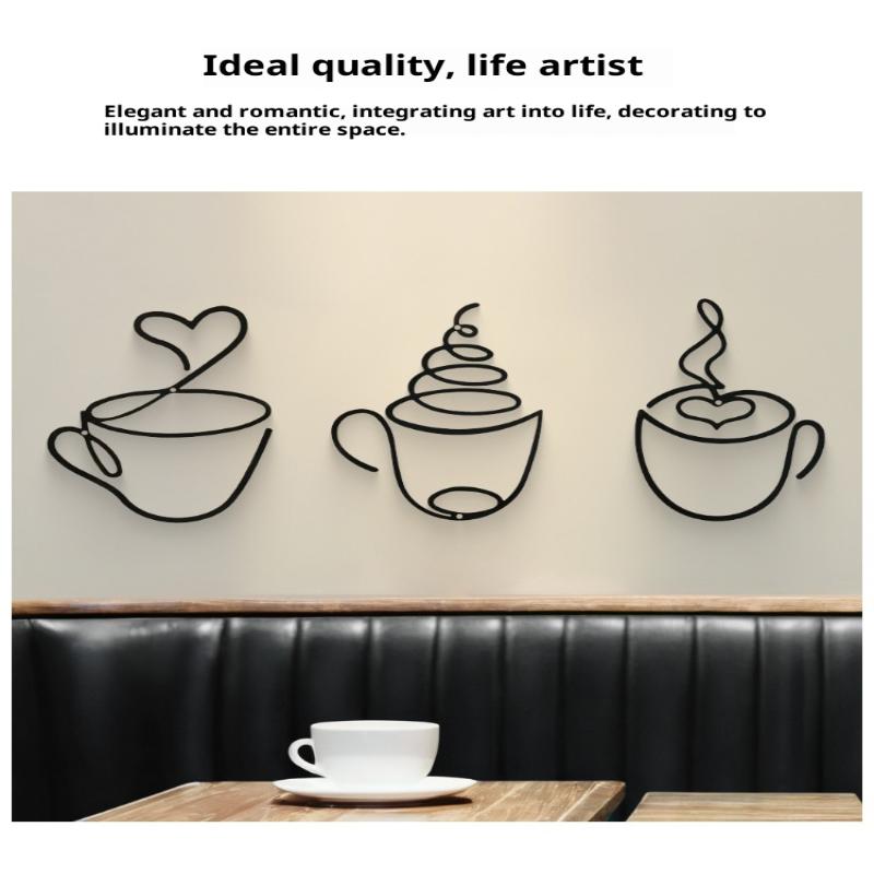 1Pc Creative Coffee Wall Hangings Coffee Shop Decorations Interior Wall Decorations Wall Hanging Iron Paintings