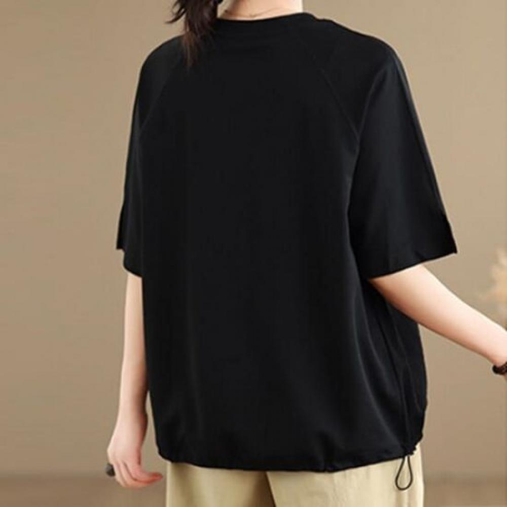 Navava Women S Thin Flower Hem drawSTring T ShirT nT2712