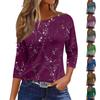 Women's Fashion Casual Round Neck 3/4 Sleeve Loose Printed T-Shirt Ladies Top