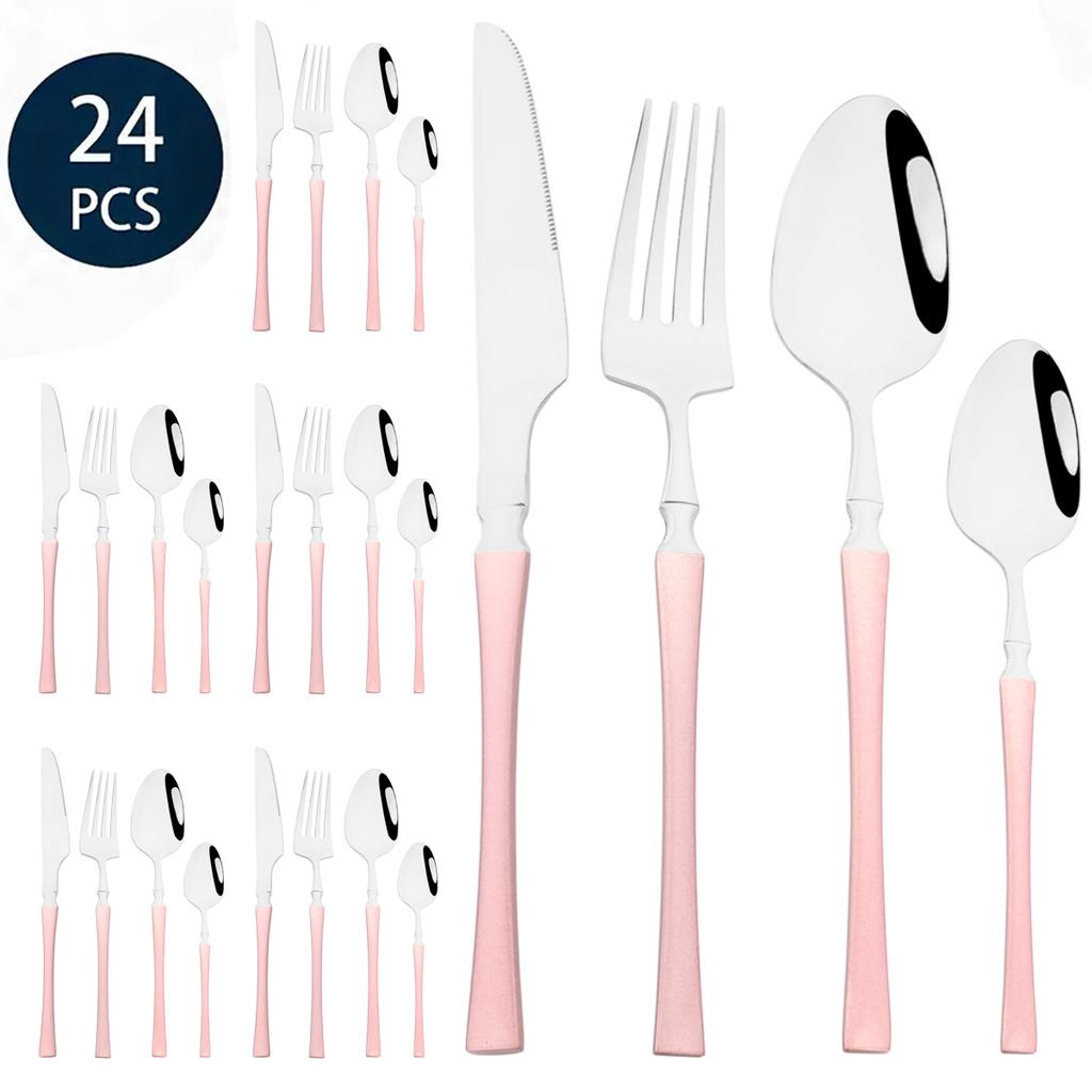 24Pcs Creative Gold Tableware Dinnerware Set Knife Fork Coffee Spoon Cutlery Set Stainless Steel Flatware Western Silverware