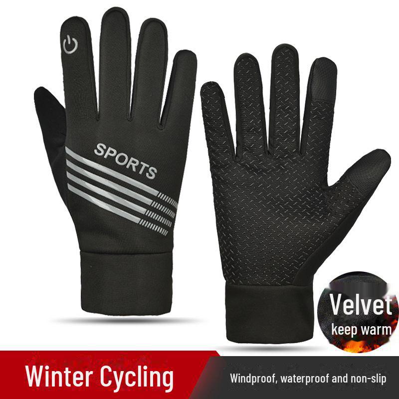 "Водонепроницаемые Нескользящие Зимние Перчатки с Сенсорным Экраном для Мужчин и Женщин - Ветрозащитные для Велоспорта и Вождения с Бархатной Подкладкой"