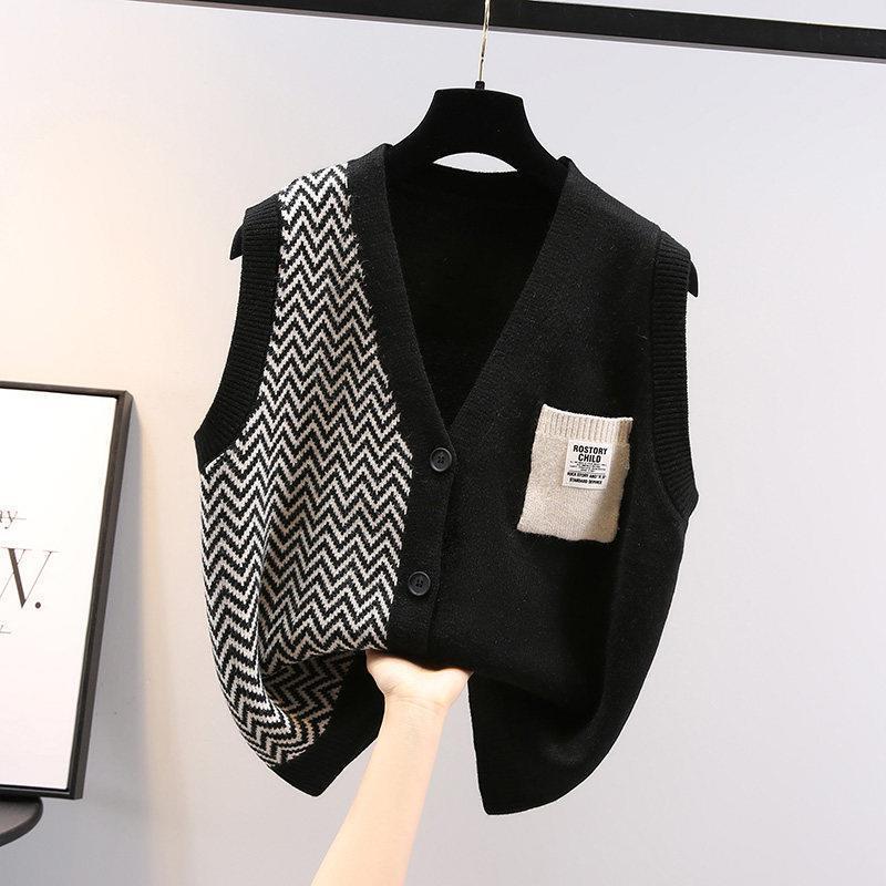 Кардиган, жилет, женская верхняя одежда, весна-осень 2022, новый вязаный свободный корейский женский свитер с v-образным вырезом, женский