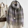 Women's Plaid Scarf: Warm, Thick, Korean-Style Neck Warmer for Autumn/Winter 2025