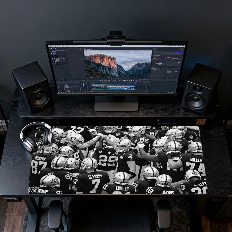 Raiders Players Mouse Pad, Large Gaming Desk Mat, Non-slip XXL Mousepad for Laptop & Tablet, Mini PC Playmat with Stitched Edges