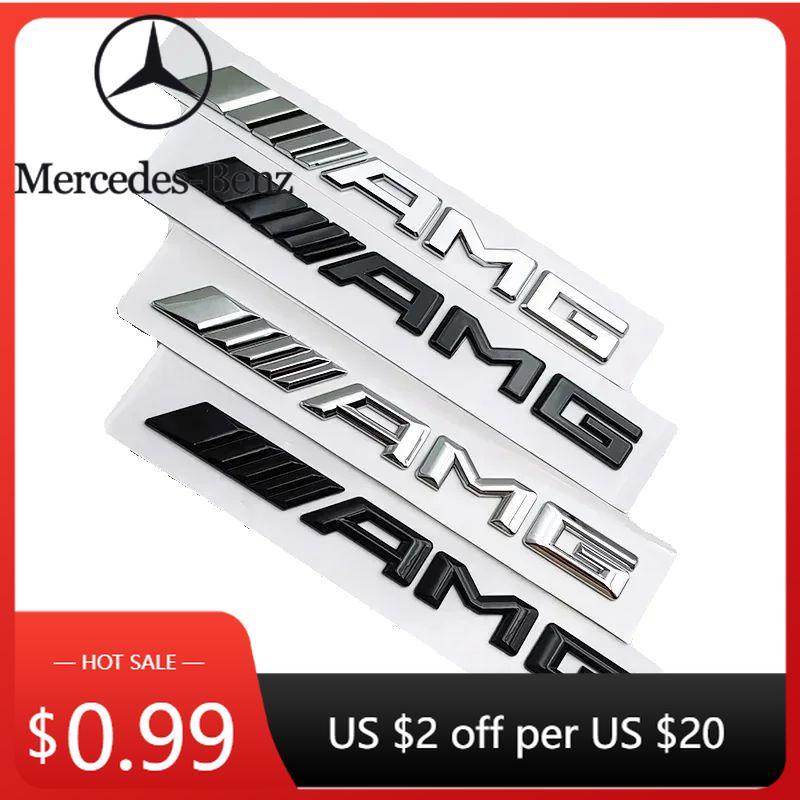 Car Sticker For Mercedes Benz W204 W205 W176 W177 W212 W213 AMG Sticker Accessories 3D ABS Black Logo AMG Emblem Letters Car Tru