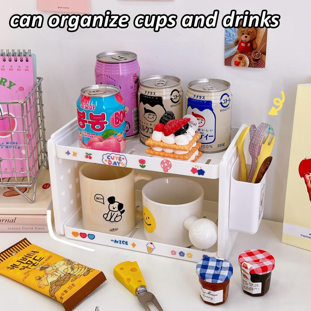 Kawaii Минималистский настольный органайзер для хранения вещей с крючком, держатель для ручек, студенческое общежитие, канцелярские принадлежности, косметика, полка для хранения разных вещей