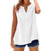 Top For Women Sleeveless V Neck Button Basic Tee Tops