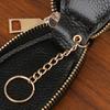 Faux Leather Car Key Case with Hanging Buckle Keyring Chain Portable Remote Key Fob Holder Zipper Bag Protector Pouch Wallet