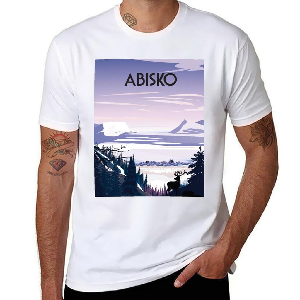 Abisko Sweden Landscape Poster Tshirt Work Outdoor Short Sleeve Tee Tshirt