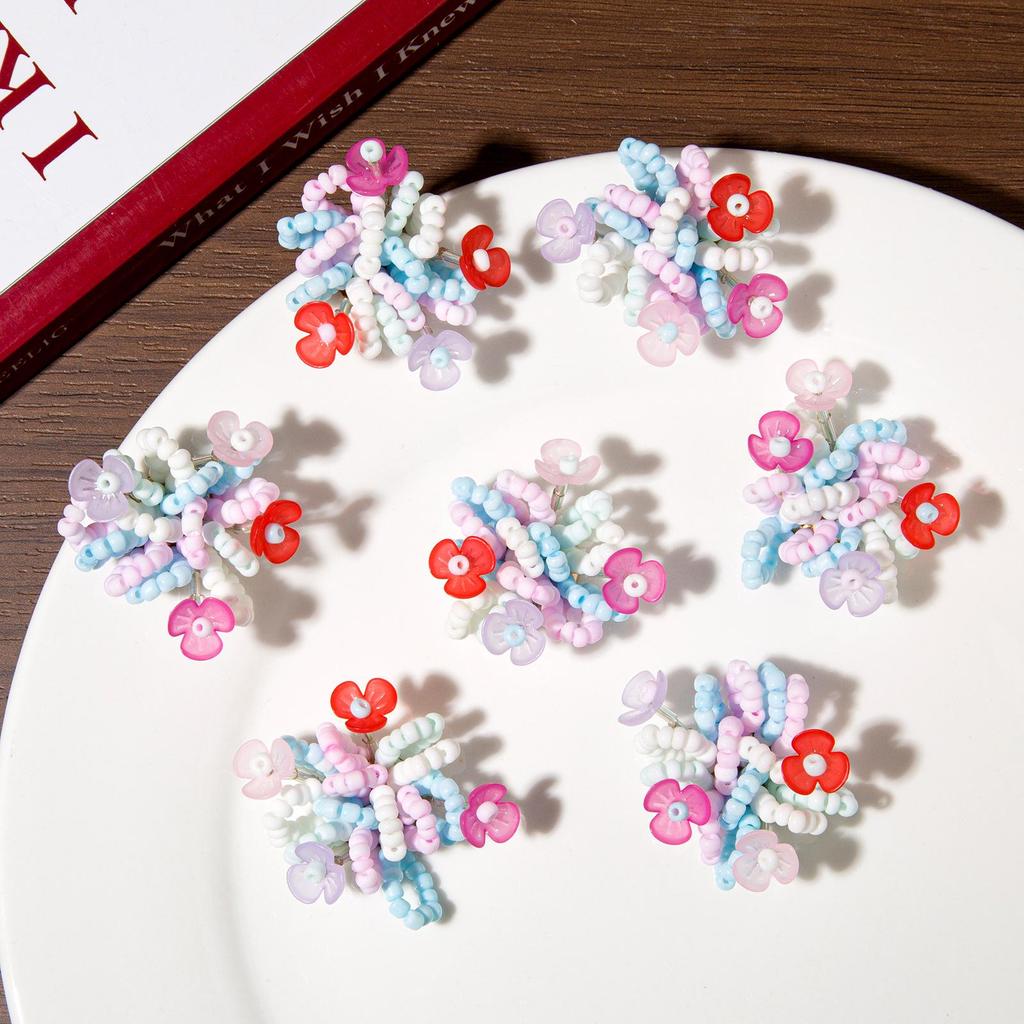 Яркие Цветочные Бисерные Соцветия Аксессуары-Заколки для Волос и Обуви