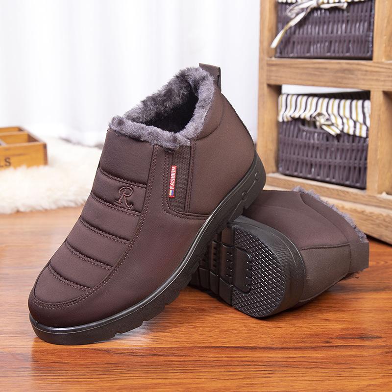 Зимняя старая хлопковая обувь, мужская водонепроницаемая нескользящая теплая, плотная и тяжелая легкая обувь для папы среднего и пожилого возраста