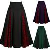 Women Plus Size Lace Patchwork High Waist Midi Skirt Gothic Pleated Skirt