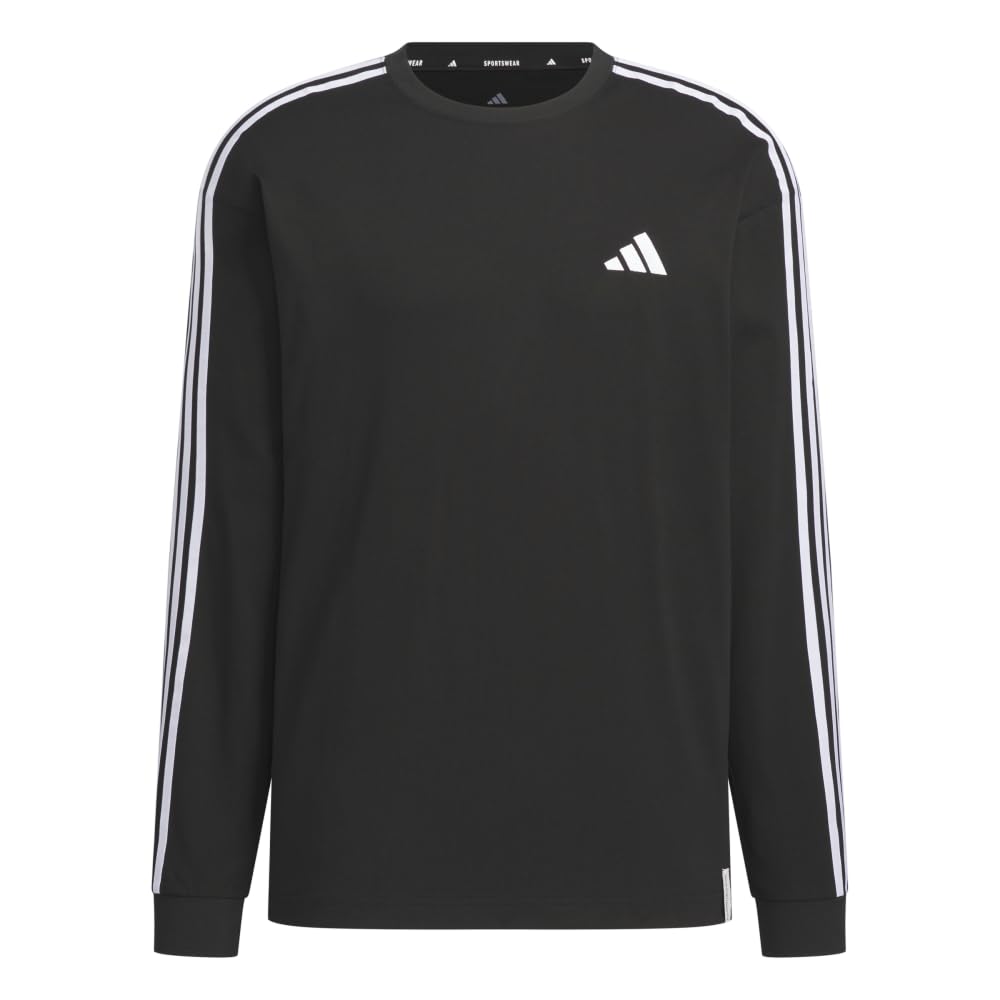 Adidas Long Sleeve Black Size M Men's ESS+ 3-Stripes T-Shirt, JUP88, (JW6934),