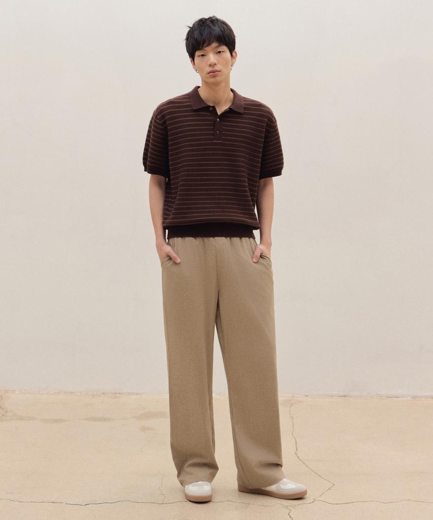 AGOD Wide Elastic Waist Slacks [Beige]