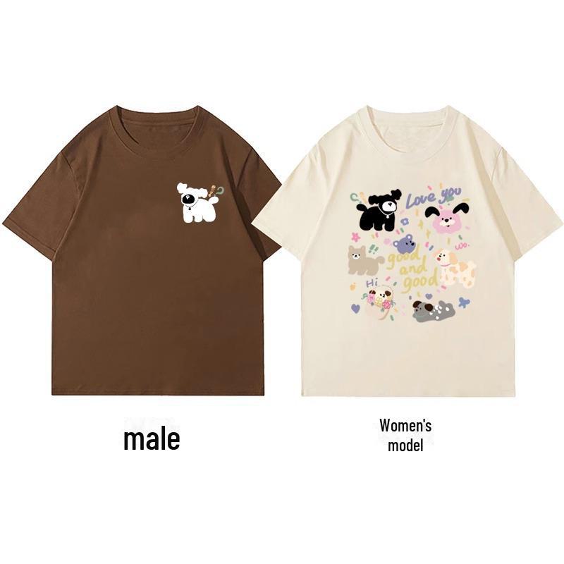 Футболка свободного покроя унисекс из чистого хлопка с короткими рукавами, лето 2025 г. - модная одежда для пар