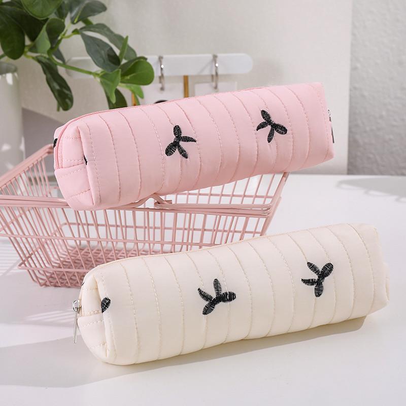 Minimalist Pink College Pencil Case With Large Capacity And Durable Polyester Fabric