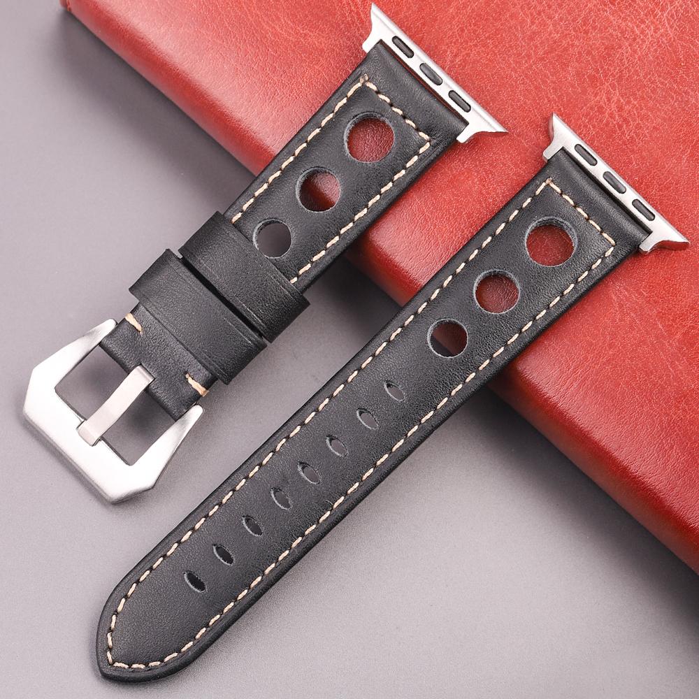 Genuine Leather Strap For Apple Watch Band Cowhide Bracelet 49mm 44mm 45mm 41mm 40mm 42mm 38mm Series Se Ultra Watchband