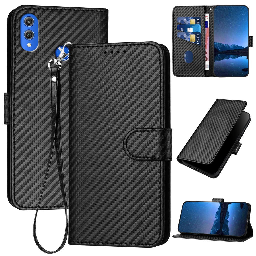 Imitating Carbon Fiber Patterns, PU Leather Wallet Card Bag Phone Case For Huaiwei P20,P30,P40,P50,Honor 50,Honor 60,Honor 70,Honor 90,X6,X7,X8...