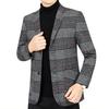 Мужской пиджак с лацканами, длинный рукав, клетчатый узор, застежка на две пуговицы, пиджак с карманами, приталенный деловой пиджак