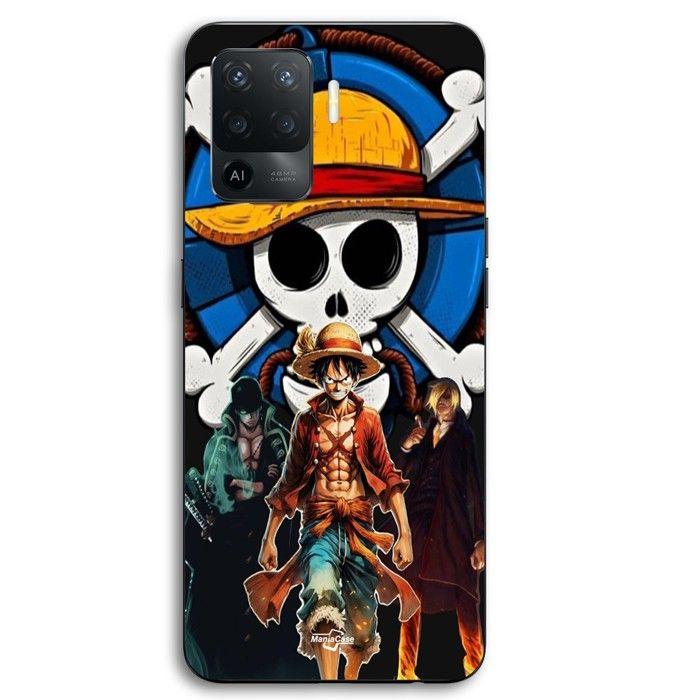 Coque pour téléphone - MANIACASE - Oppo A94 - Silicone TPU - Motif One Piece Luffy - Noir