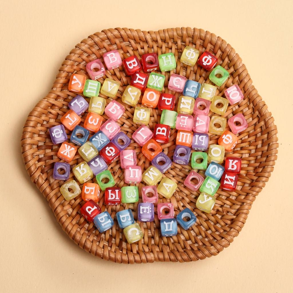 6 мм 80 шт. Подвески Буквы Квадратные Смешанный Русский Алфавит Акриловые разноцветные Бусины Для Изготовления Ювелирных Изделий DIY брелок Ожерелье Браслет Аксессуары Ручной Работы