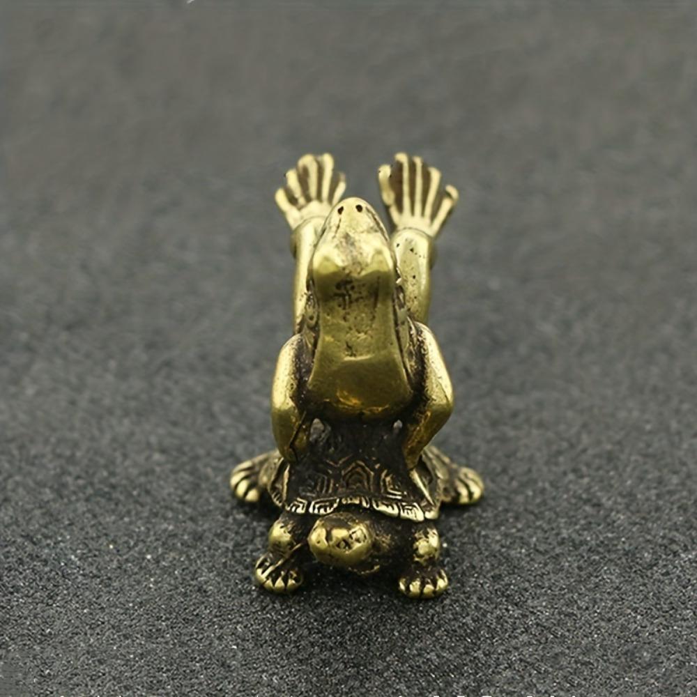 Retro Brass Turtle Frog Micro-carved Tea Pet Collection Ornaments Home Decoration Room Desktop Crafts Model