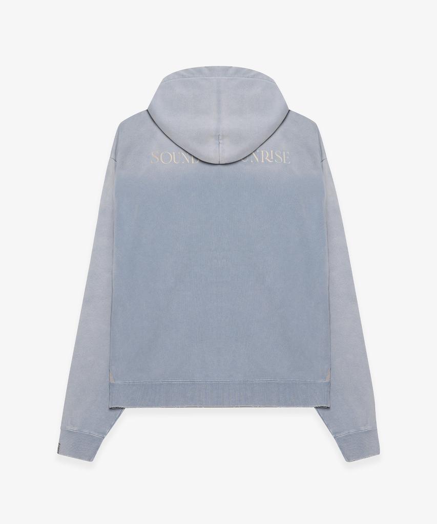 Sound Of Sunrise Sun Faded Like Zip-Up Hoodie Light Blue