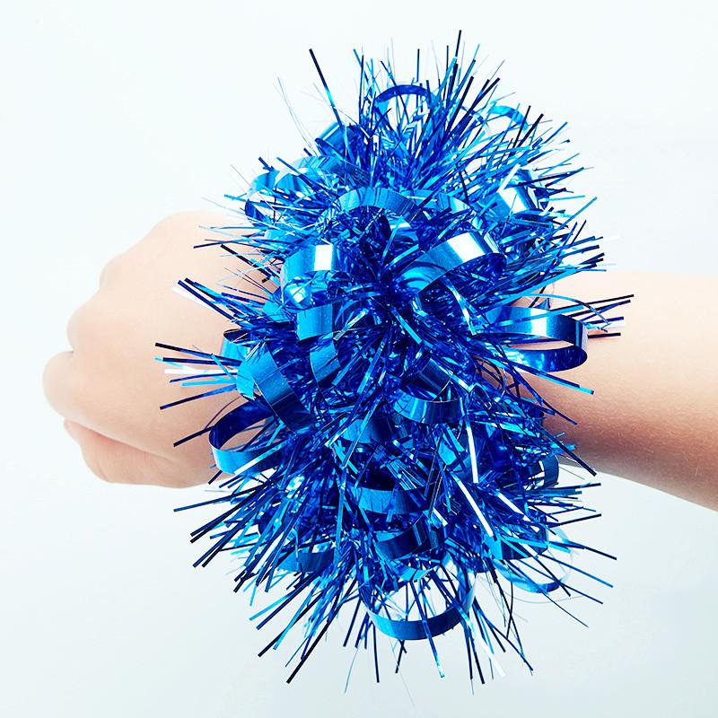 Metallic Tinsel Wrist Corsage Bracelets,Bulk Sparkly Pom Pom Wristbands for Kids Dance Recitals,Cheerleading & Party Decor