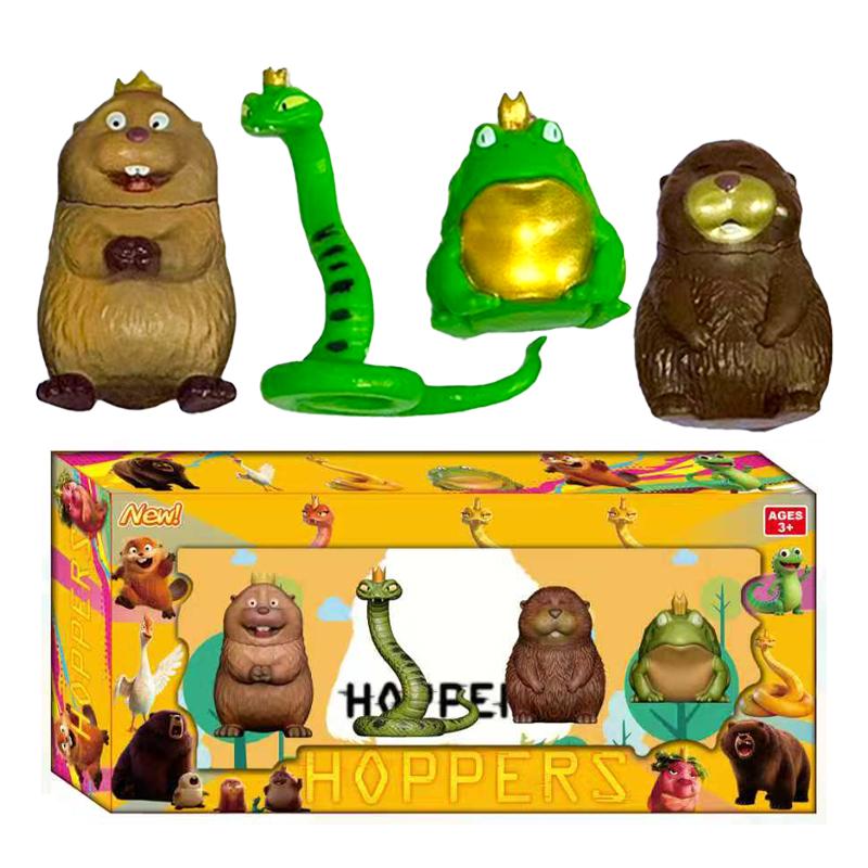Hoppers 4Pcs Boxed Beaver Transformation Plan Anime Figurine Set Cartoon Model Toy Home Decor Gift