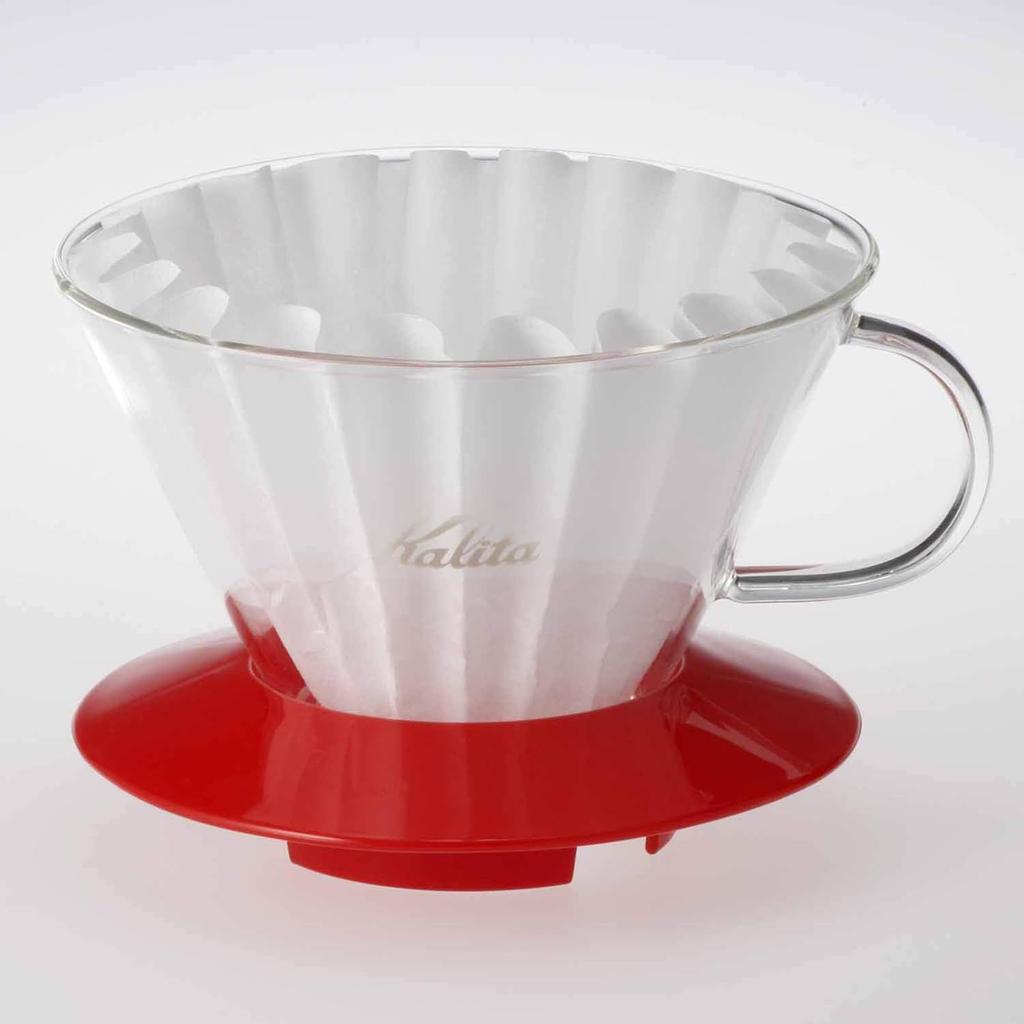 Kalita Наслаждайтесь процессом заваривания Кофеварка-пуровер Серия Wave Для 2-4 человек Стеклянная кофеварка-пуровер из термостойкого стекла Красная WDG-185 Оборудование для капельного заваривания