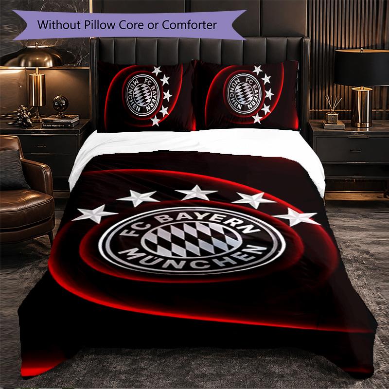 Bayern Munich 3 Piece Bedding Set Soft Duvet Cover Set with Pillowcases Printed Bedroom Decor Set for Home