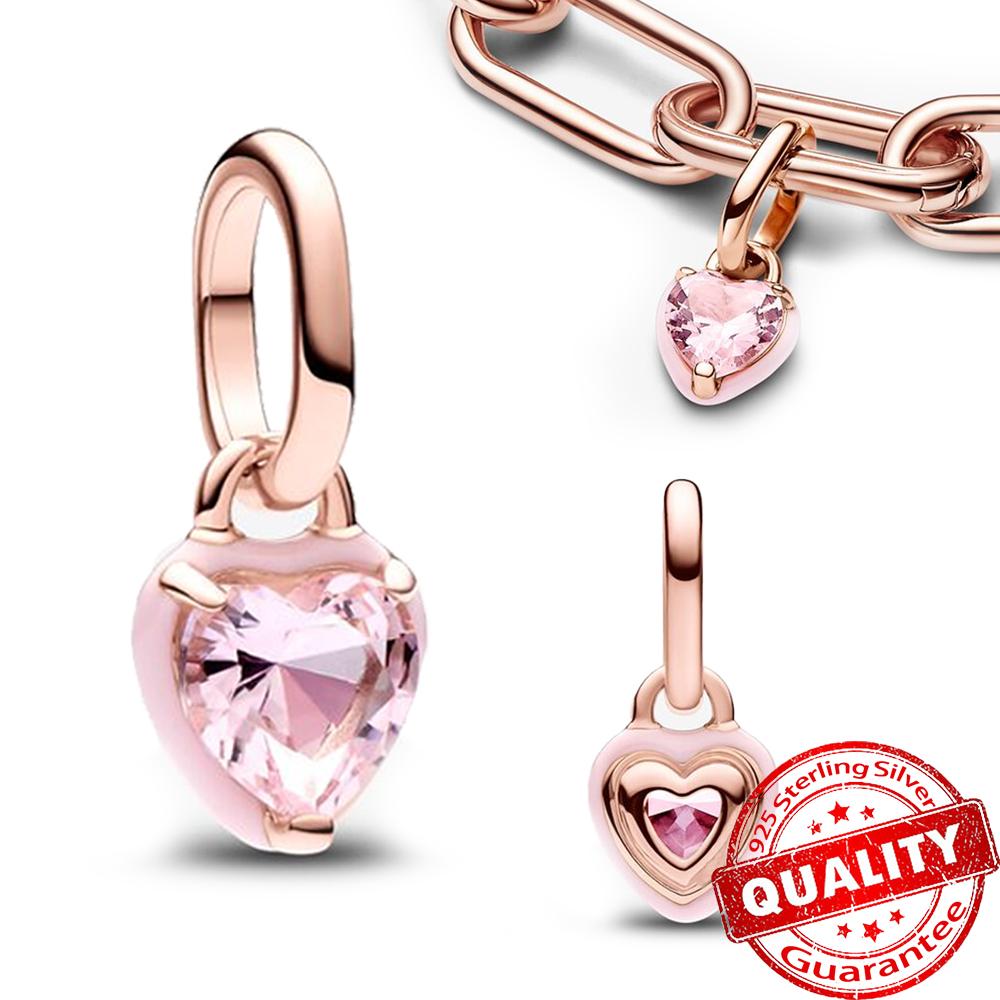 Классическое золотое проволочное сердце и сверкающий циркон из стерлингового серебра 925 пробы, подвеска-шарм "Ангел" для DIY-женского браслета, аксессуары для кулона