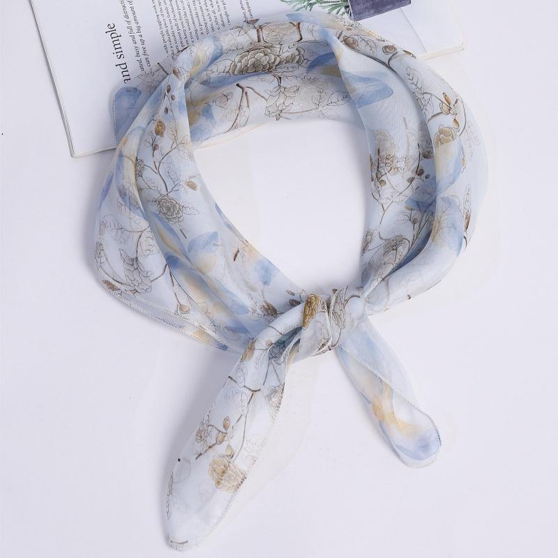 Однотонный шелковый квадратный шарф Весенне-осенний тонкий шарф из тутового шелка для женщин Летний шарф-сетка для защиты от солнца Универсальный шарф для защиты шеи