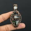 Seraphinite & Rainbow Moonstone Pendant, 999 Copper Wire Wrapped Gemstone Jewelry, Handmade Pendant, For Thanksgiving