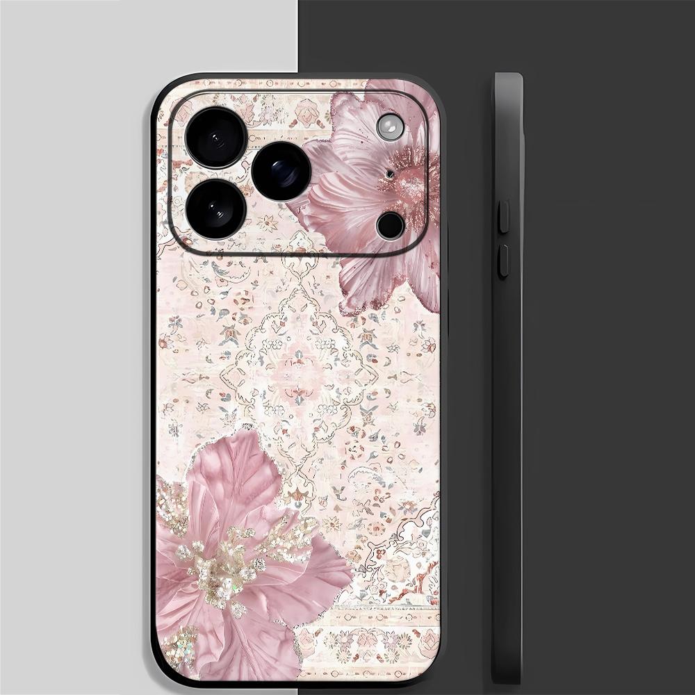 Розовый Цветочный Дизайн Чехол Для Телефона Для IPhone 17 Чехол IPhone 16 Pro Max 11 15 14 12 Pro Max 7 8 Plus XR SE Air Силиконовый Чехол