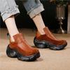 Women's Slip-on Shoes Versatile Genuine Leather Thick Soled Lightweight Retro Chunky Sneakers