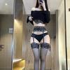 Lace Suspender Stockings Integrated Sexy Over-the-Knee Stockings Black Stockings Suspender Women's Leg Ring Strap-on Socks
