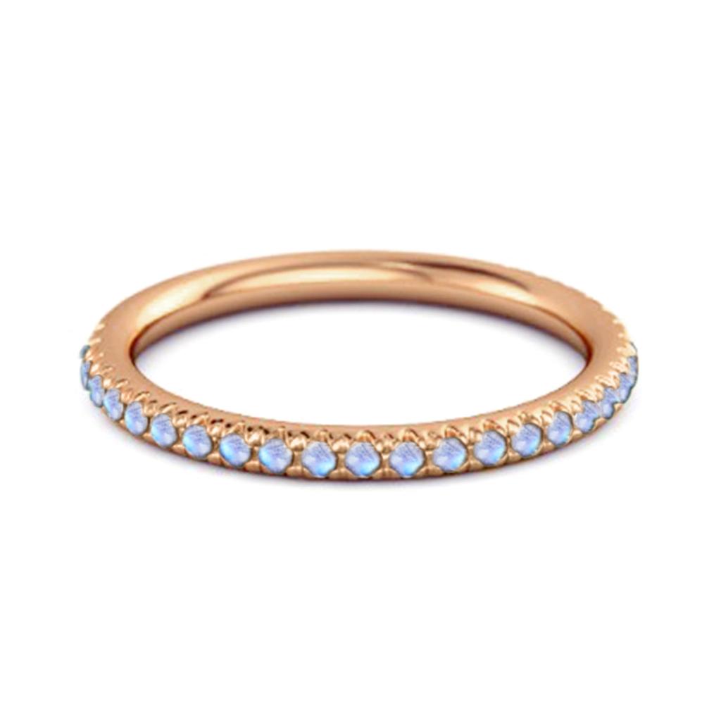 Moonstone Round Eternity Ring -925 Sterling Silver Rose Gold Vermeil