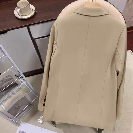 Женский повседневный пиджак с воротником-лацканом, осенний пиджак для офисной леди, винтажный свободный костюм для повседневной носки