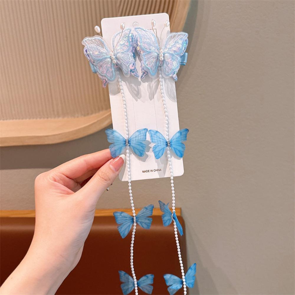 Tassel Pearl Braided Hairpin Colorful Hair Clip Sweet Braided Hair Chain