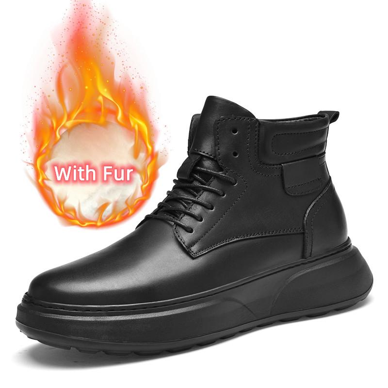 Мужская обувь Мужские ботинки Ботильоны из натуральной кожи Стильные мужские зимние плюшевые ботинки для снега Высококачественные мужские кроссовки для активного отдыха