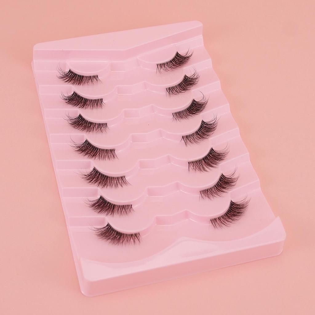 Cross-Border Cat-Eye Clear Band False Eyelashes - Natural, Dense, Half-Length with Extended Eye Tail