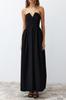 Women's Fashion New Evening Dress & Graduation Dress Black Woven Long Evening Dress